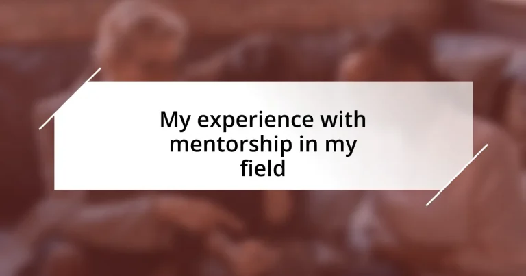 My experience with mentorship in my field