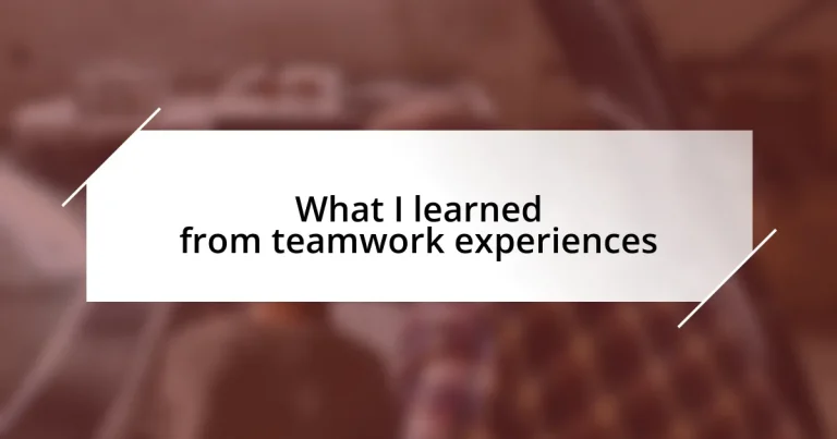 What I learned from teamwork experiences